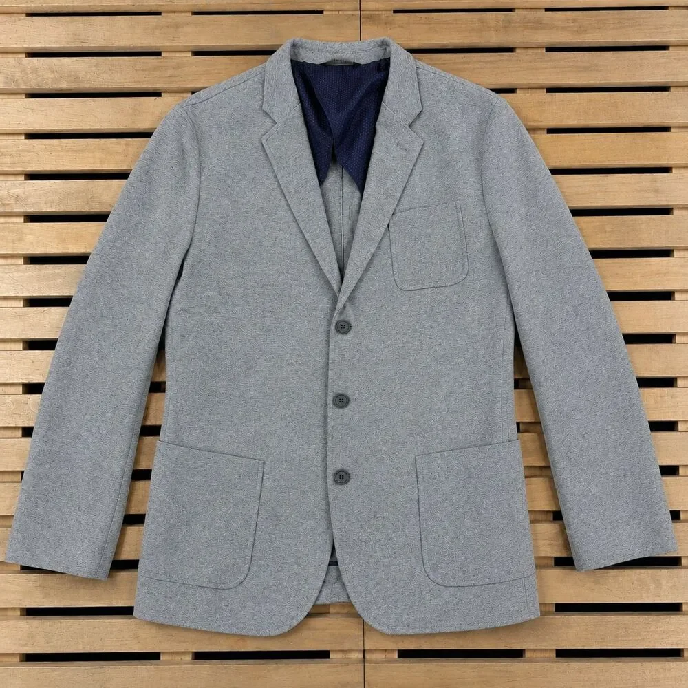 Banana Republic Men's 44L Long Tailored Slim Fit Grey Blazer Sports Coat 146209